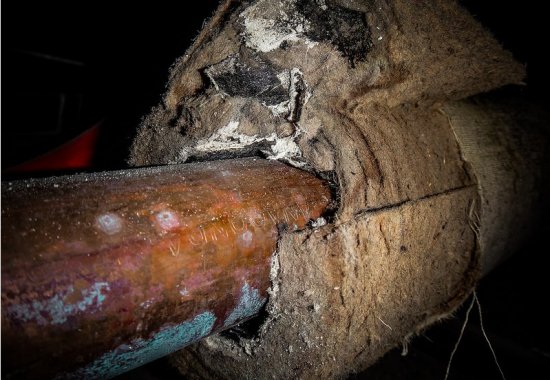 asbestos on the old pipe